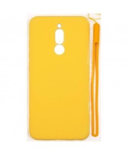 Xiaomi Redmi 8 Soft Touch Silicone Case with Strap Yellow
