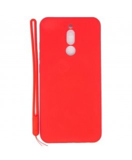 Xiaomi Redmi 8 Soft Touch Silicone Case with Strap Red
