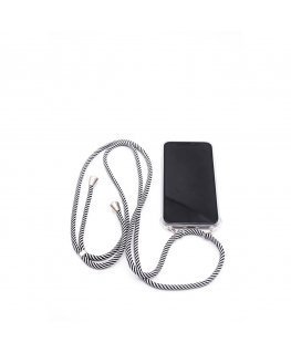 Samsung A40s Case with rope Black Stripes Transparent