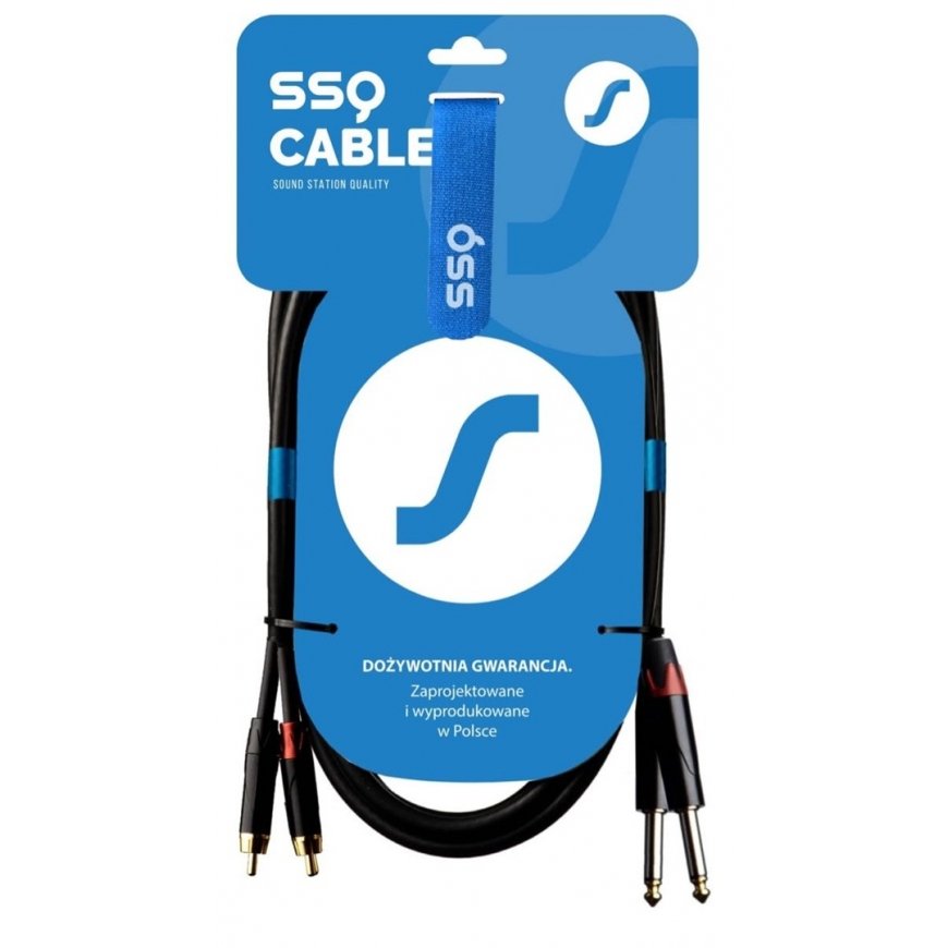 SSQ RCAJM2 SS-1428 Kabelis 2x RCA - 2x Jack Mono 6,3 mm 2 m Melns