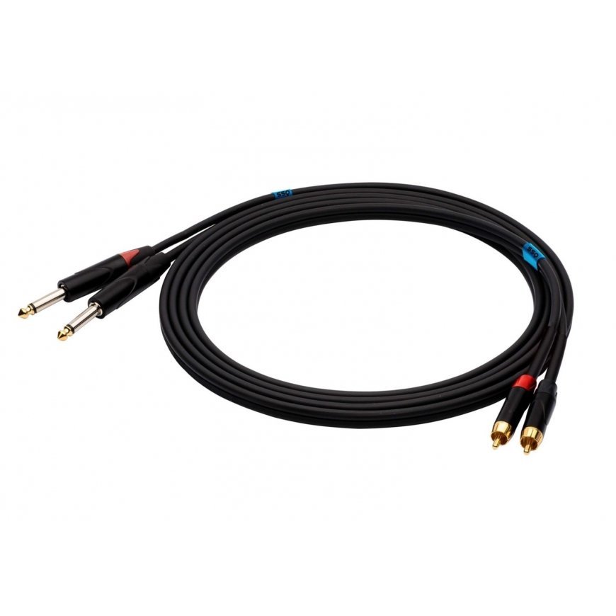 SSQ RCAJM2 SS-1428 kaabel 2x RCA - 2x pistikupesa Mono 6,3 mm 2 m must – 2