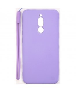 Xiaomi Redmi 8 Soft Touch Silicone Case with Strap Purple