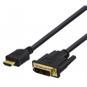 HDMI to DVI cable DELTACO 1080p, DVI-D Single Link, 2m, black / HDMI-112-K / 00100022