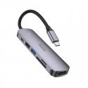 Adapteris Hoco HB28 Type-C Multi-Function Converter HDMI+USB3.0+USB2.0+SD+TF+PD pilkas Adapteris Hoco HB28 Type-C Multi-Function Converter HDMI+USB3.0+USB2.0+SD+TF+PD pilkas
