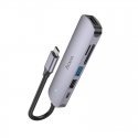 Adapter Hoco HB28 Type-C Multi-Function Converter HDMI+USB3.0+USB2.0+SD+TF+PD gray