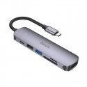 Adapter Hoco HB28 Type-C Multi-Function Converter HDMI+USB3.0+USB2.0+SD+TF+PD gray