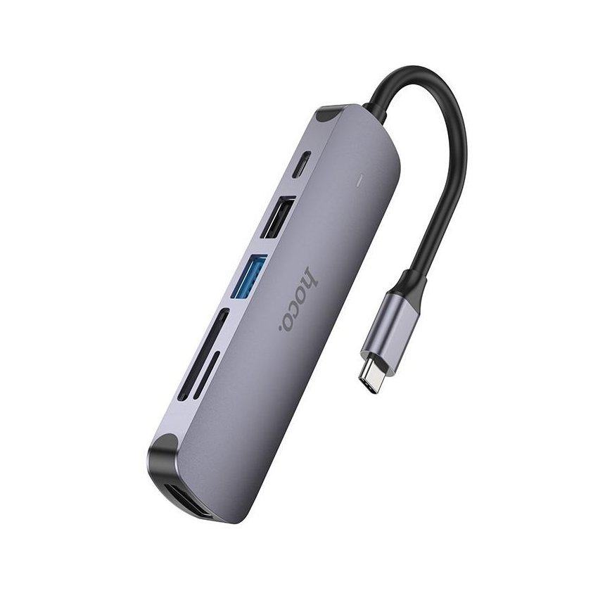 Adapter Hoco HB28 Type-C Multi-Function Converter HDMI+USB3.0+USB2.0+SD+TF+PD gray – 4