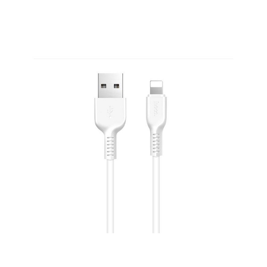 Hoco X20 Ultra Durable-Soft Lightning to USB Data & Fast 2.4A Charger Cable 1m (MD818) White – 2