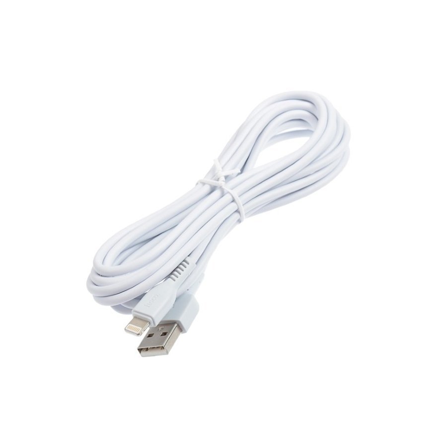 Hoco X20 Ultra Durable-Soft Lightning to USB Data & Fast 2.4A Charger Cable 1m (MD818) White – 3