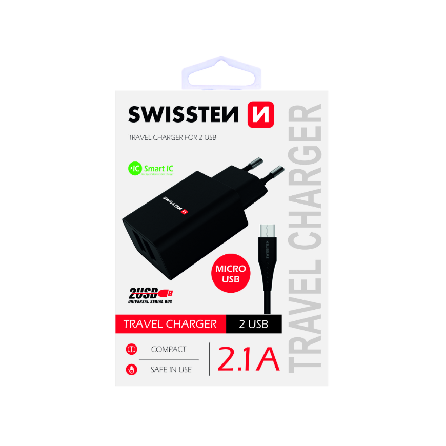 Swissten charger 2x USB-A 2.1