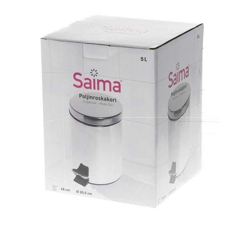 Šiukšlių dėžė SAIMA, su pedalu, 5 L, sidabro sp. – 2
