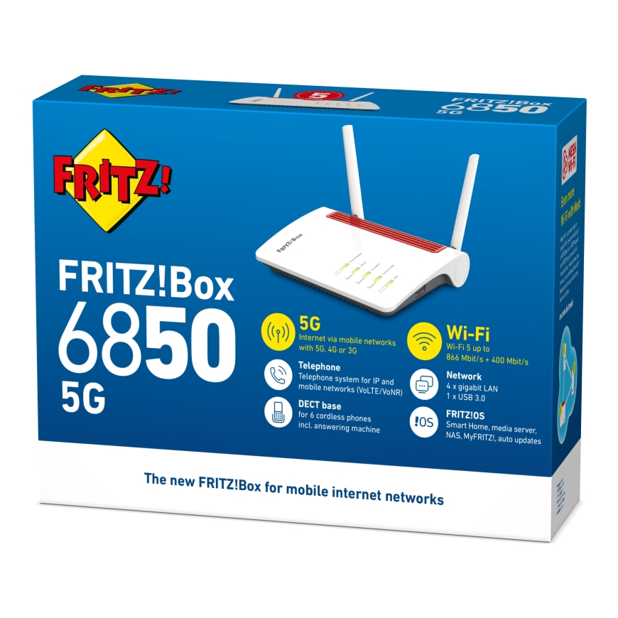 FRITZ!Box 6850 5G wireless router Gigabit Ethernet Dual-band (2.4 GHz / 5 GHz) White – 3
