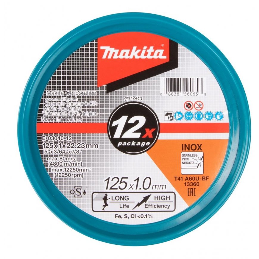 Makita E-03040-12 Pjovimo diskas 125 X 1 MM A60U RST/ Metalui 12Vnt – 3