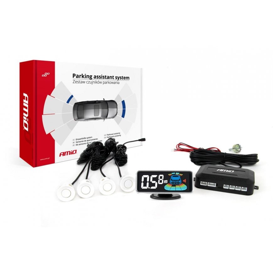 Amio Parking sensor kit, reverse, led-graf 4 sensors white color – 3