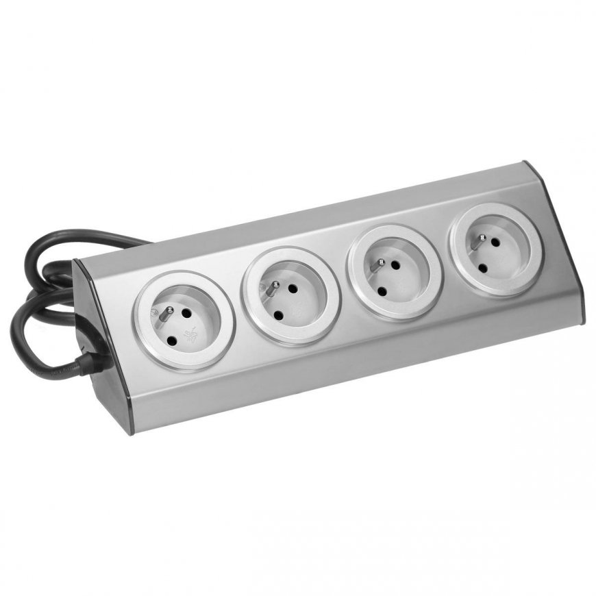 Orno Furniture and kitchen socket with Velcro fasteners 4x2P + Z INOX with 1.5 m cable. – 4