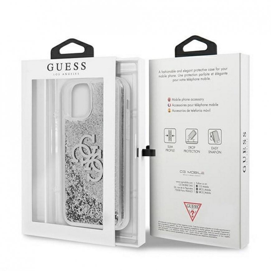 Guess GUHCP12LLG4GSI iPhone 12 Pro Max 6.7" silver/silver hardcase 4G Big Liquid Glitter – 6