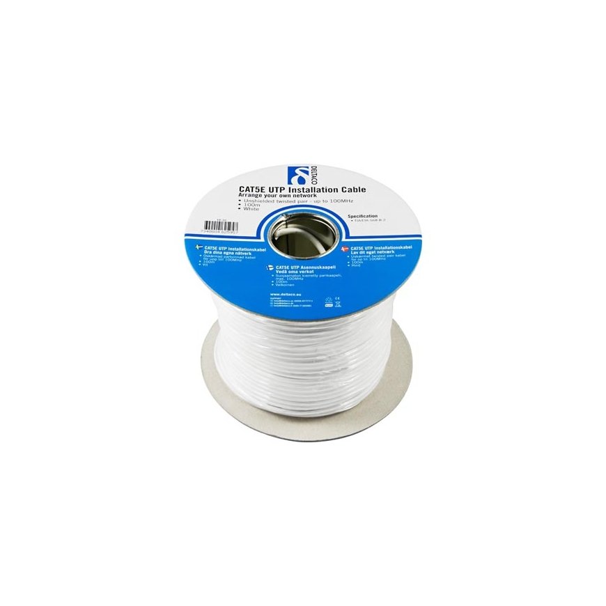 Deltaco UTP Cat5e networking cable White 100 m