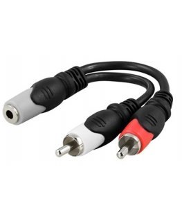 Deltaco AA-6A audiokaapeli 0,1 m 3.5mm 2 x RCA Musta, Harmaa, Punainen