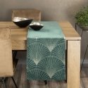 Eurofirany BLINK / 14 Aksominis stalo takelis su su dideliu art deco stiliaus vėduoklės raštu, 35X22 Eurofirany BLINK / 14 Aksominis stalo takelis su su dideliu art deco stiliaus vėduoklės raštu, 35X22