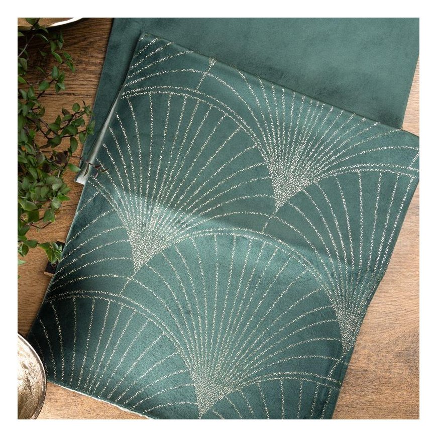 Eurofirany BLINK / 14 Velvet table runner with a large art deco fan pattern, 35X220 cm, color: dark – 7