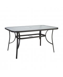 Table DUBLIN 150x90xH70cm, table top: 5mm tempered glass, frame: steel, color: dark brown