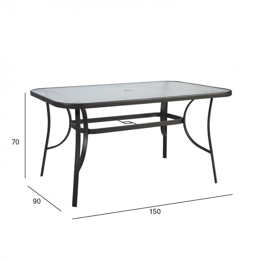 Stalas DUBLIN 150x90xH70cm, stalo viršus: 5mm grudintas stiklas, remas: plienas, spalva: tamsiai rud – 2