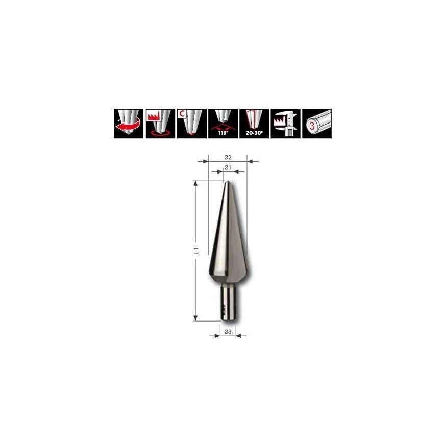 Pipe and sheet drill RUKO HSS TiAIN Ø16-30.5 mm – 2