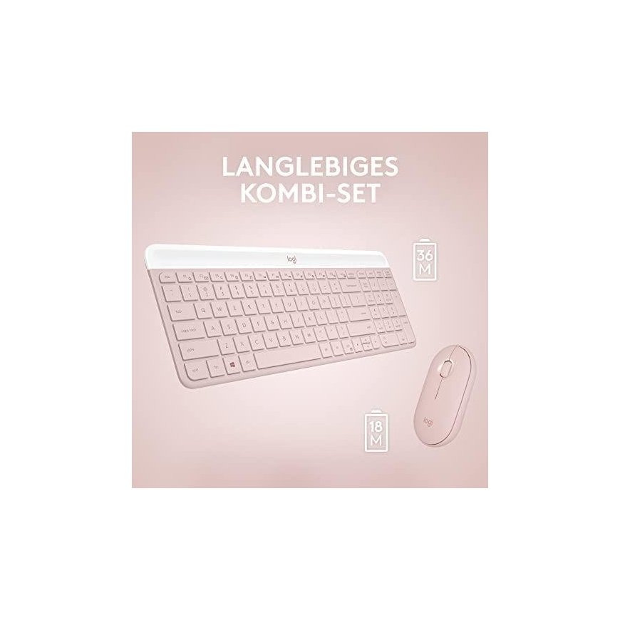 Klaviatūra LOGITECH MK470 Slim Combo – ROSE – JAV INT'L – 2,4 GHZ – INTNL-973 – 6