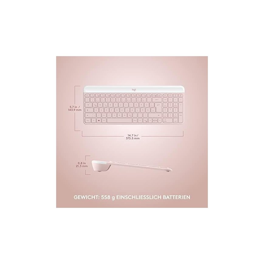 Keyboard LOGITECH MK470 Slim Combo - ROSE - USA INT'L - 2.4GHZ - INTNL-973 – 9