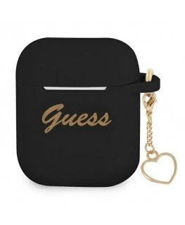 Guess GUA2LSCHSK AirPods cover black/black silicone Charm Heart Collection