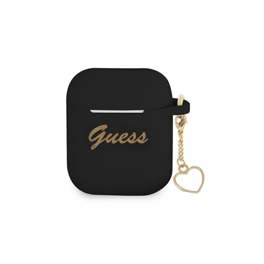 Guess GUA2LSCHSK AirPods cover juodas/juodas silikoninis Charm Heart Collection – 3