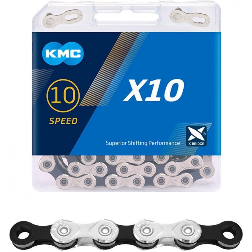 KMC X10 chain, 10-year, 114L, silver/black