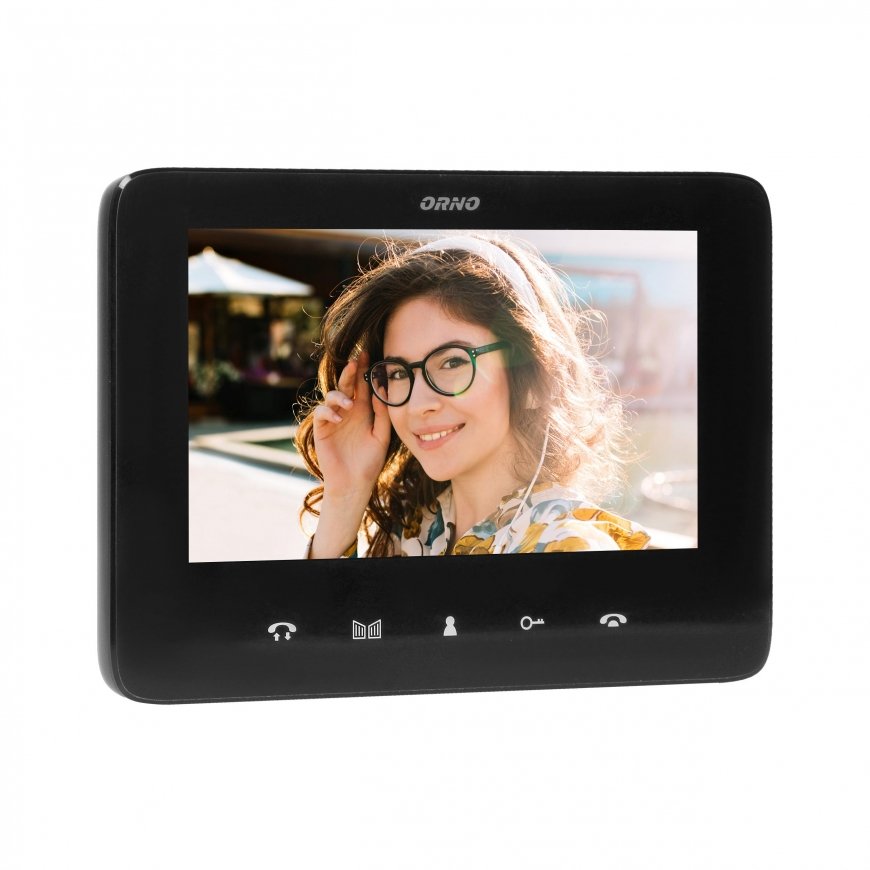 Orno Video monitor, hands-free, color LCD 7" for INDI and SCUTI sets, gate opener, intercom, black – 6