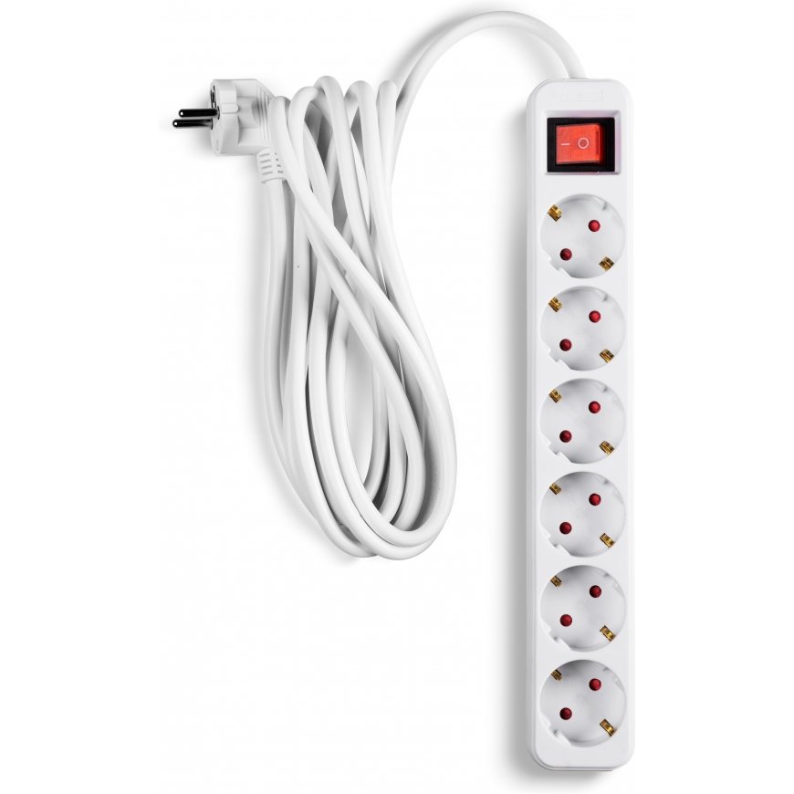Fuji:tech 6-part extension cable, 3 m, white