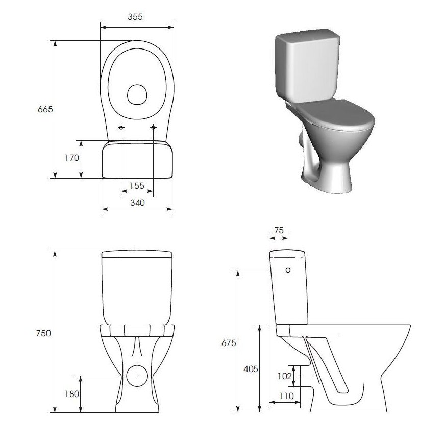 Cersanit Kompakt 206 k010 toilet One-Piece Round Floor – 2