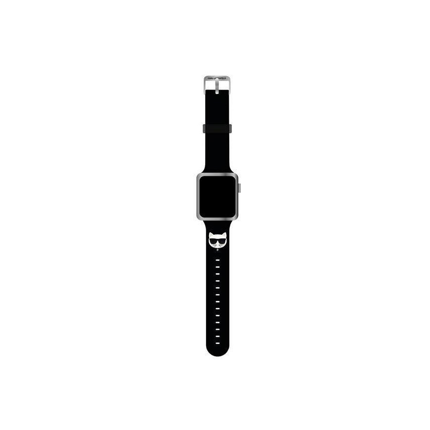 Apple Smart Watch 4/5/6/7/SE Karl Lagerfel Silicone Strap, Black, 42/44/45mm