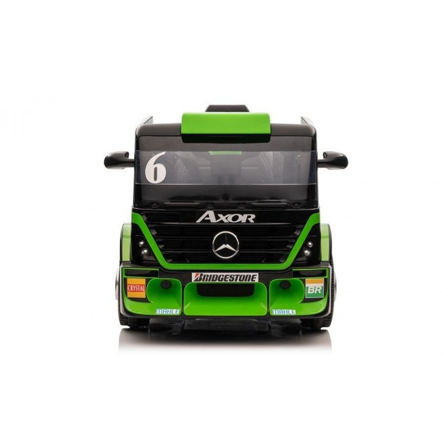 Lean Cars One-seater electric car with trailer Mercedes-Benz Axor XMX622, green – 2