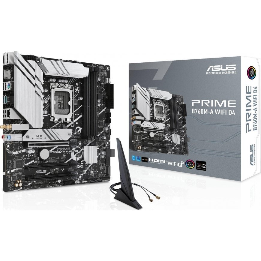 Pagrindinė plokštė Asus PRIME B760M-A WIFI D4 Processor family Intel, Processor socket LGA1700, DDR4 – 9