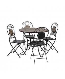 Garden furniture set MOSAIC, table and 4 chairs (38666), frame: metal, color: black