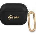 Guess GUAPSASMK AirPods Pro cover black/black Saffiano Script Metal Collection Guess GUAPSASMK AirPods Pro cover black/black Saffiano Script Metal Collection