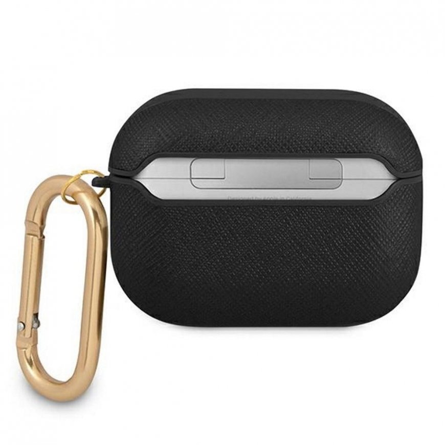 Guess GUAPSASMK AirPods Pro cover juodas/juodas Saffiano Script Metal Collection – 3