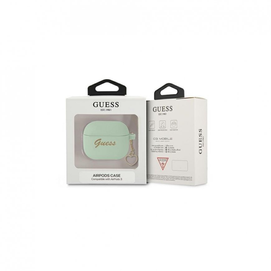 Guess GUA3LSCHSN AirPods 3 cover žalias/žalias silikoninis Charm Heart Collection – 5