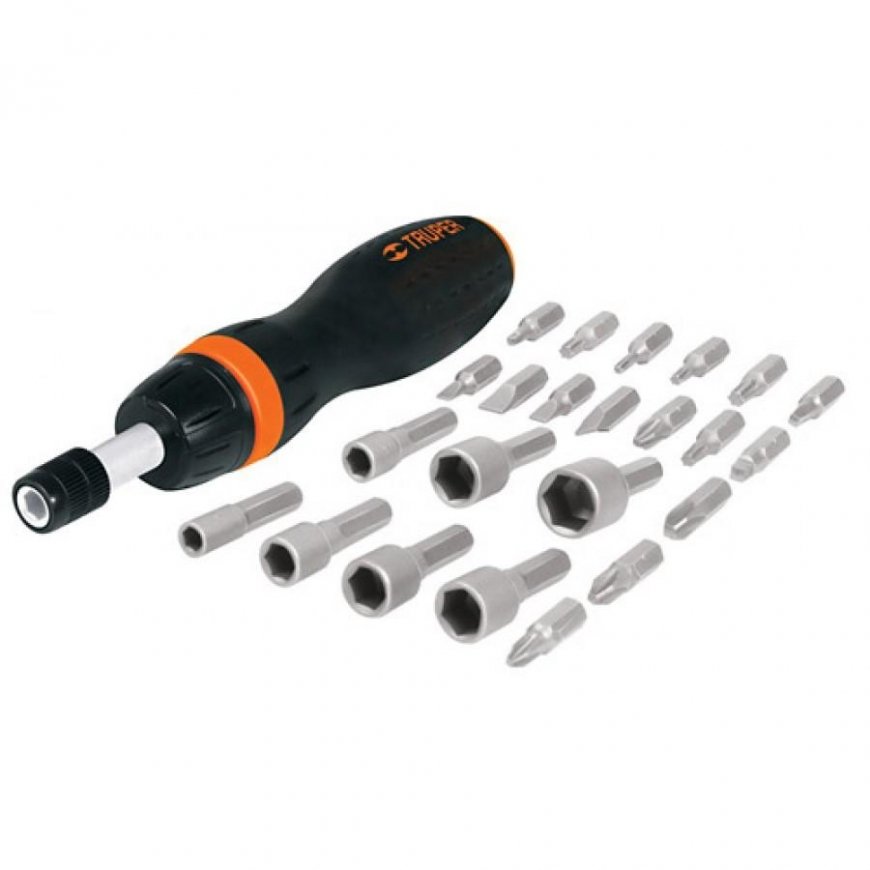 Screwdriver with accessories: 17 bits and 7 heads Truper®