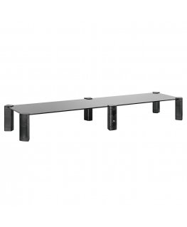 Maclean MC-936 Dual Monitor Stand Shelf Height Adjustable Dual Screen Stand Laptop Stand Tempered Glass Laptop 2 Monitors Stand 