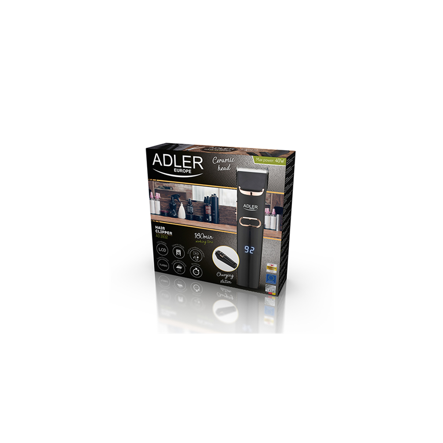 Barzdaskutė Adler Hair Clipper AD 2832 Cordless or corded, Number of length steps 4, Juodas – 5