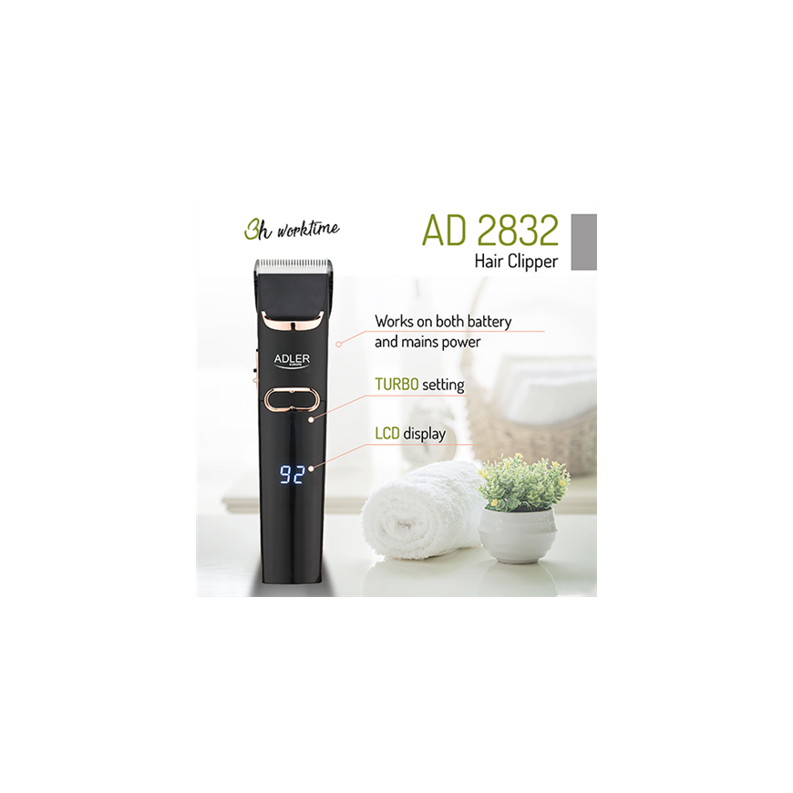 Barzdaskutė Adler Hair Clipper AD 2832 Cordless or corded, Number of length steps 4, Juodas – 7
