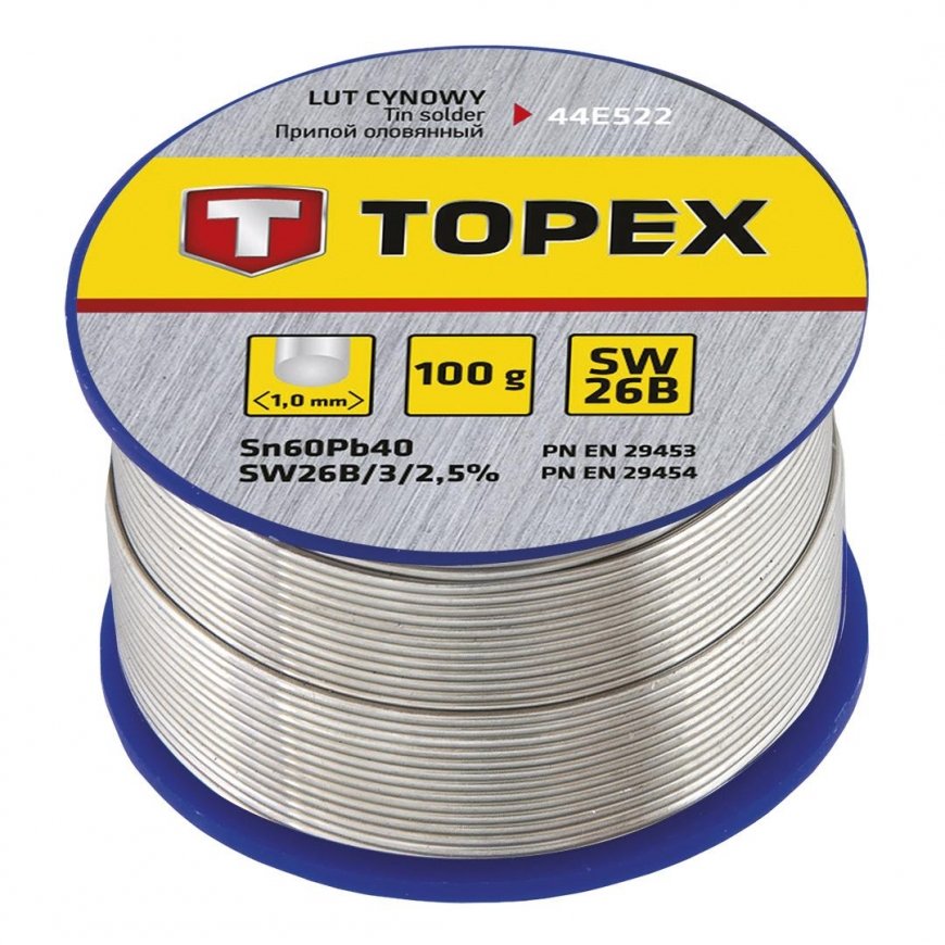 Topex alavo lydmetalis 60% Sn viela 1mm 100g - 44E522 – 2
