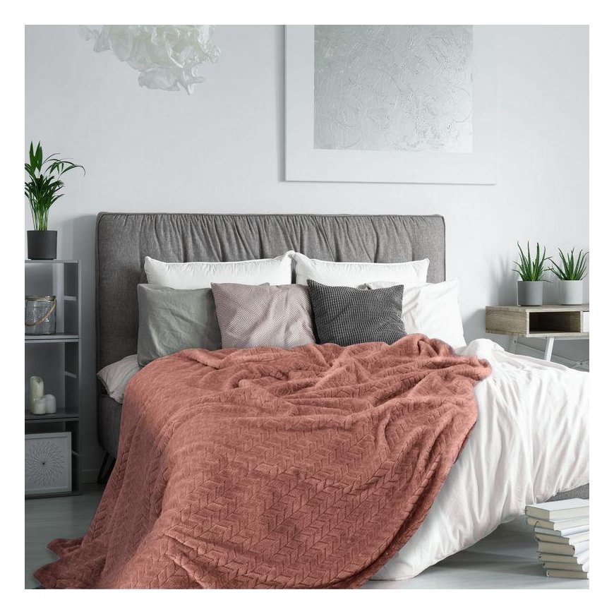 Eurofirany DESIGN 91 CINDY Soft and gentle plaid with a printed pattern, 170X210 cm, color: powder – 2