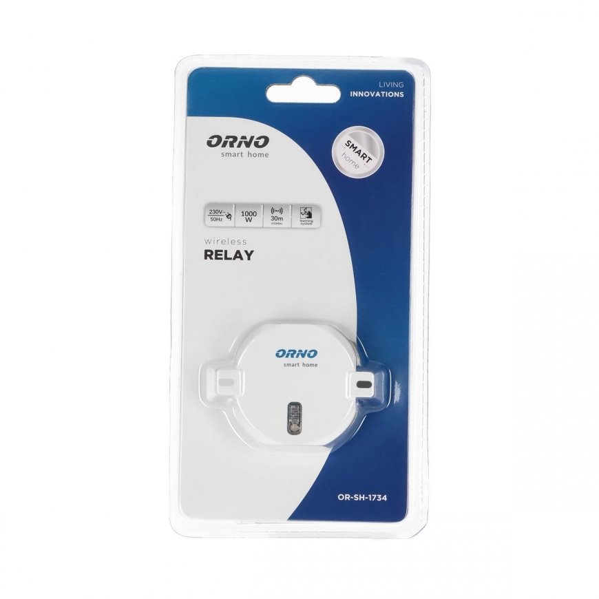 Recessed (mounted) relay ORNO Smart Home, controlled wirelessly, with radio receiver, load 1000W – 4