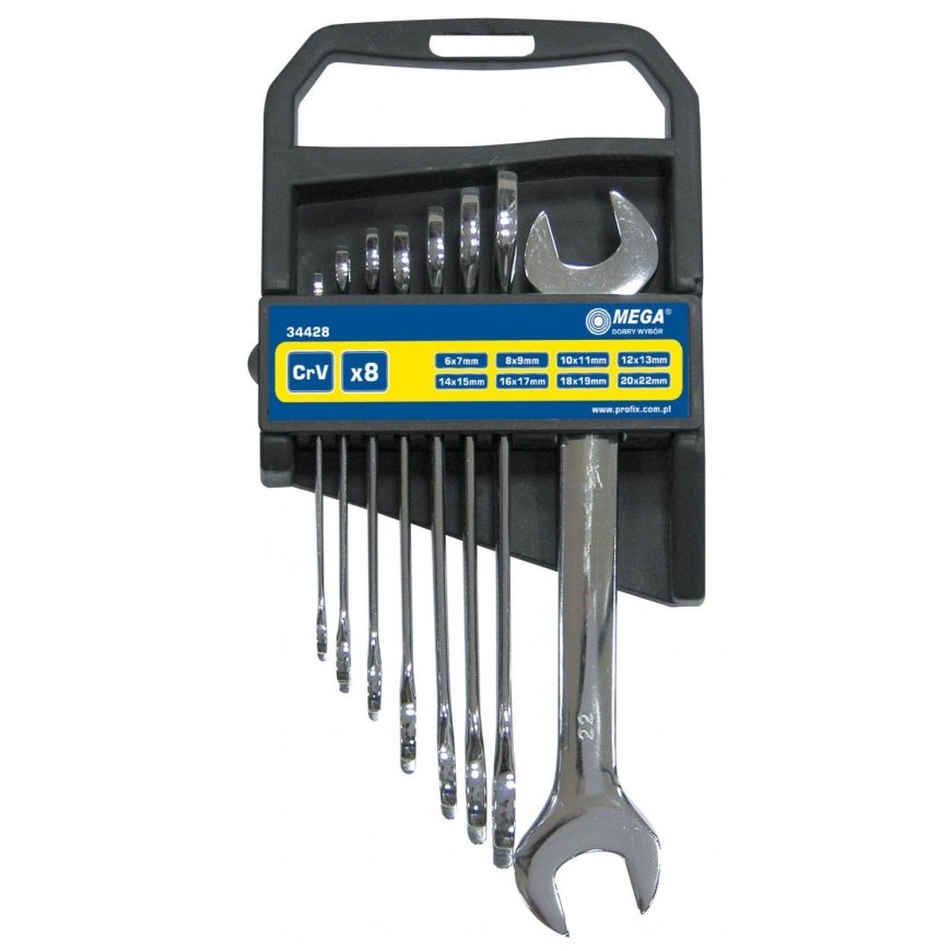 Mega Flat spanner set 6-22mm 8 pcs. (34428)